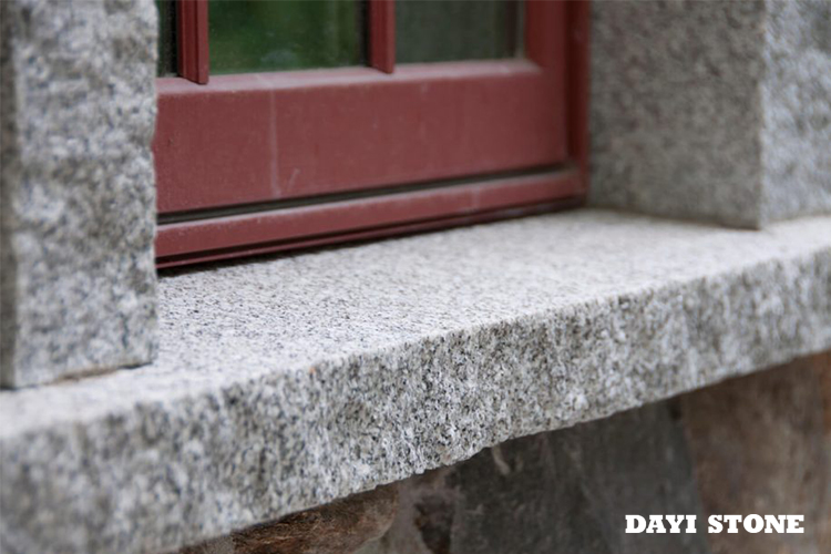 Window Sills Light Grey Granite Stone G603-10 Top Bushhammered front edge natural split